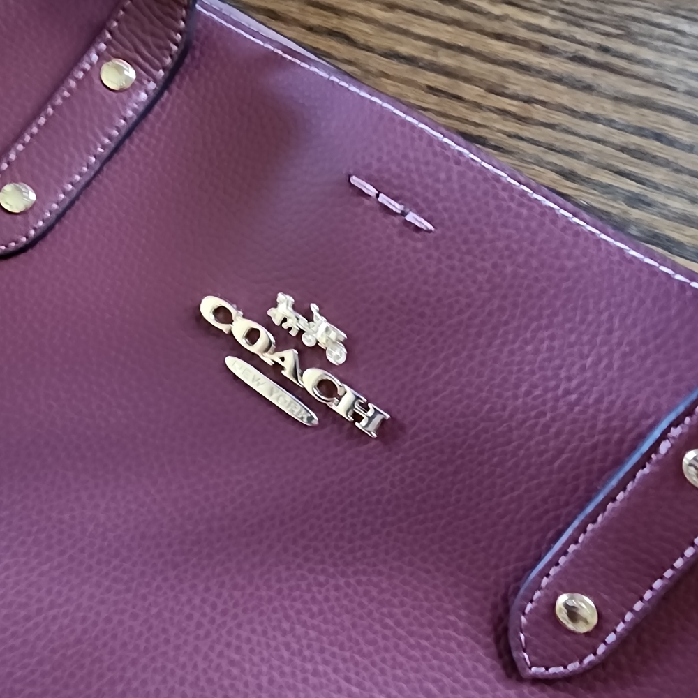 Coach Burgundy Leather Tote Bag - Picture 2 of 4